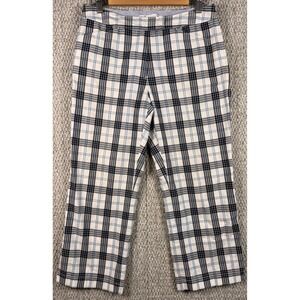 Tommy Hilfiger Plaid Pants Womens 6 Blue White Vintage Y2K Preppy Cropped